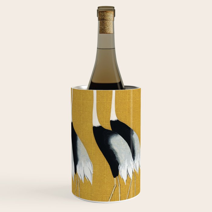 Japanese Red Crown Crane Wall Art - Mustard Yellow Wine Chiller Gallery Image 3