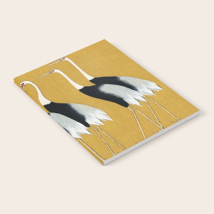 Japanese Red Crown Crane Wall Art - Mustard Yellow Notebook Gallery Image 1