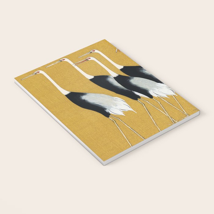 Japanese Red Crown Crane Wall Art - Mustard Yellow Notebook Gallery Image 3