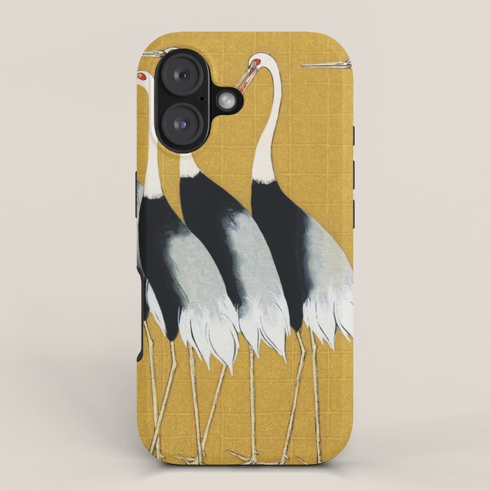 Japanese Red Crown Crane Wall Art - Mustard Yellow iPhone Case Gallery Image 1