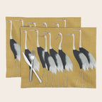 Japanese Red Crown Crane Wall Art - Mustard Yellow Placemat Gallery Image 1