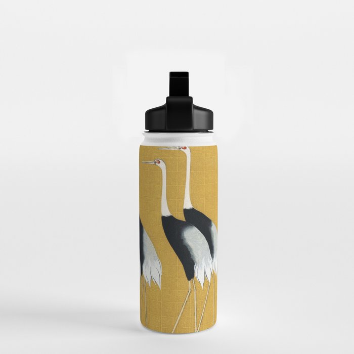 Japanese Red Crown Crane Wall Art - Mustard Yellow Water Bottle Gallery Image 2