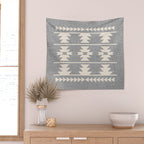 Southwestern Pattern 131 Gray and Beige Wall Tapestry Gallery Image 2