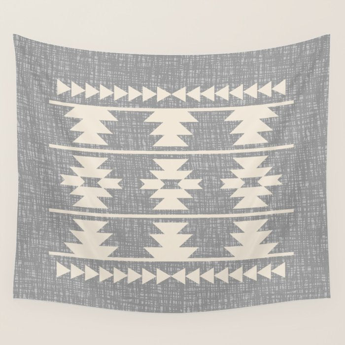Southwestern Pattern 131 Gray and Beige Wall Tapestry Gallery Image 4