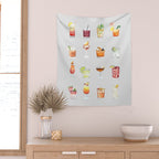 Classic Watercolor Cocktails Drinks Wall Tapestry Gallery Image 2