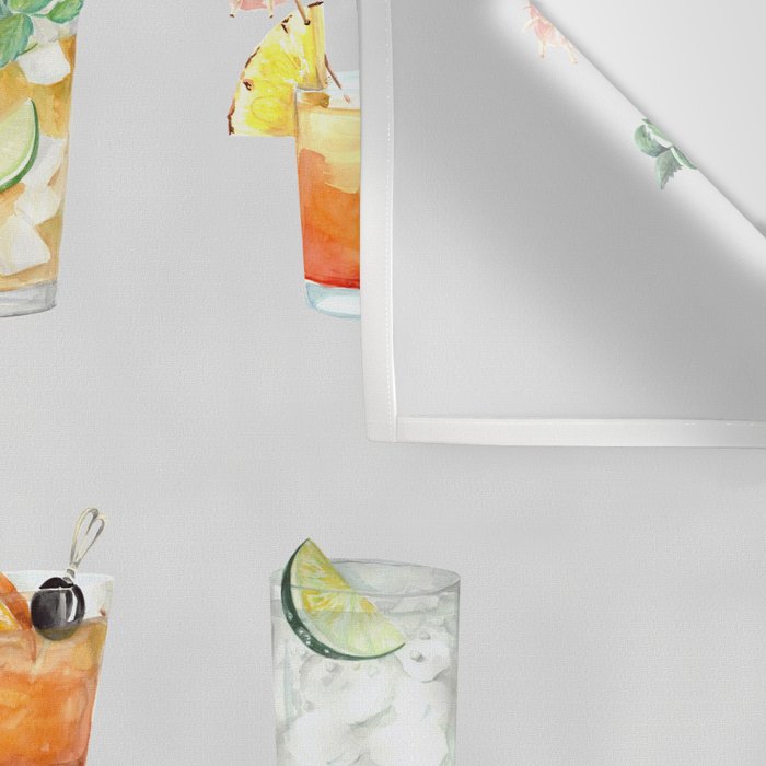Classic Watercolor Cocktails Drinks Wall Tapestry Gallery Image 3