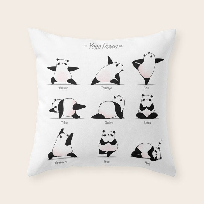 Yoga Panda II Throw Pillow Gallery Image 1
