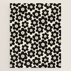 Retro Black & White Smiley Flower Pattern Jigsaw Puzzle Gallery Image 1