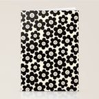 Retro Black & White Smiley Flower Pattern Stationery Card Gallery Image 2