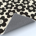 Retro Black & White Smiley Flower Pattern Rug Gallery Image 4
