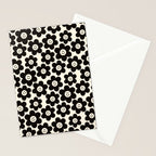 Retro Black & White Smiley Flower Pattern Stationery Card Gallery Image 2