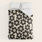 Retro Black & White Smiley Flower Pattern Comforter Gallery Image 6