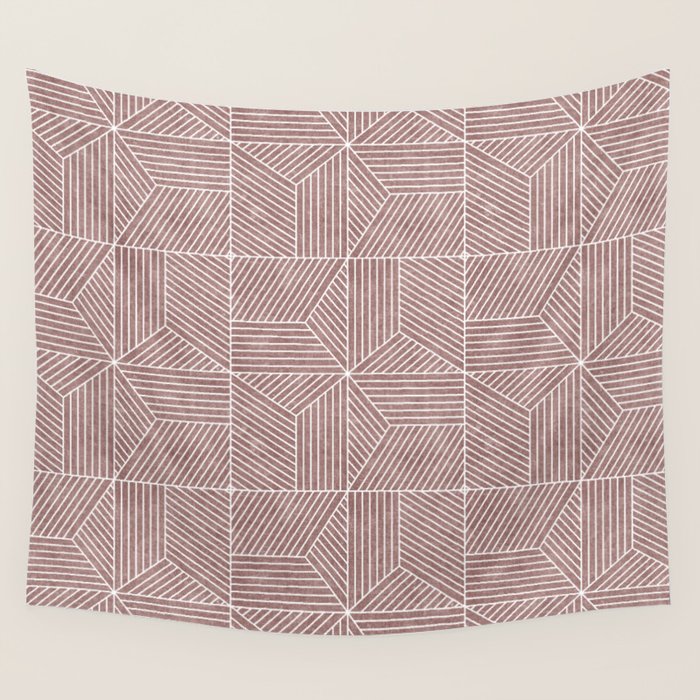 bohemian geometric tiles - mauve Wall Tapestry Gallery Image 4