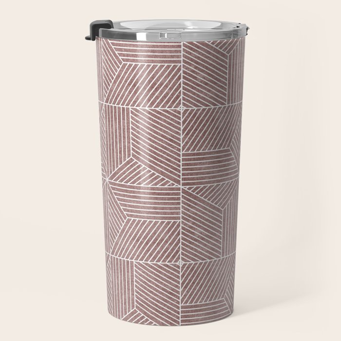 bohemian geometric tiles - mauve Travel Mug Gallery Image 3