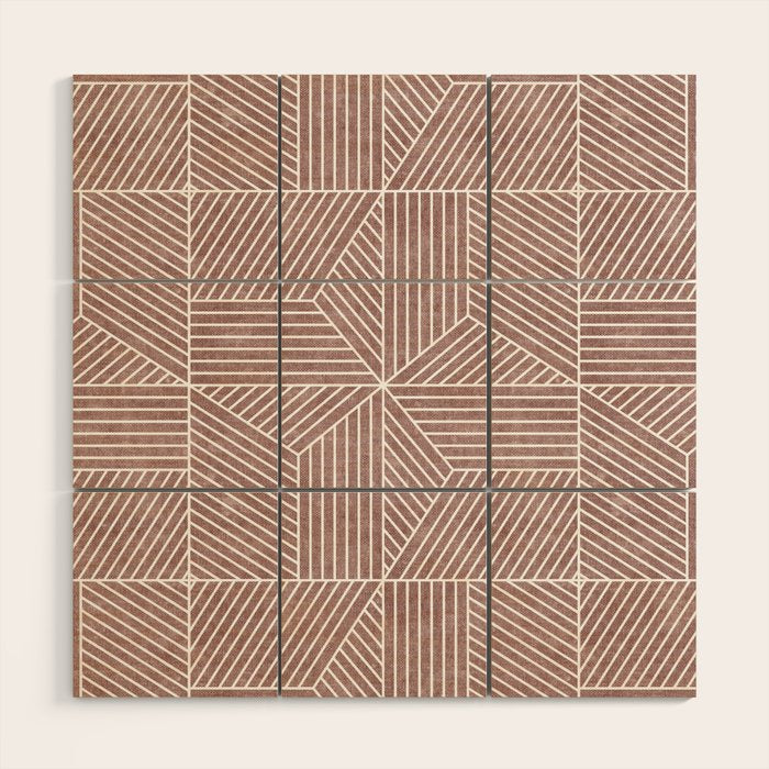 bohemian geometric tiles - mauve Wood Wall Art Gallery Image 1