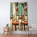 Rustic Holiday Courtyard Still Life Window Curtain Gallery Image 5