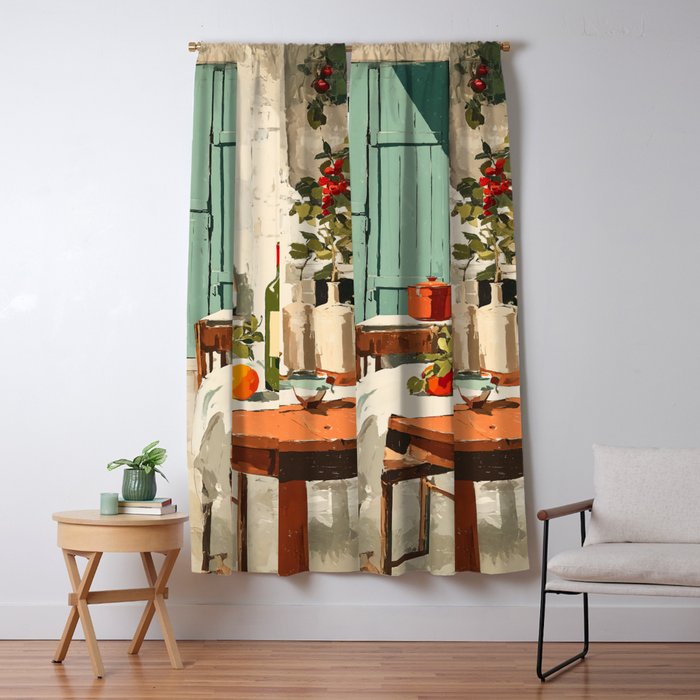 Rustic Holiday Courtyard Still Life Window Curtain Gallery Image 5