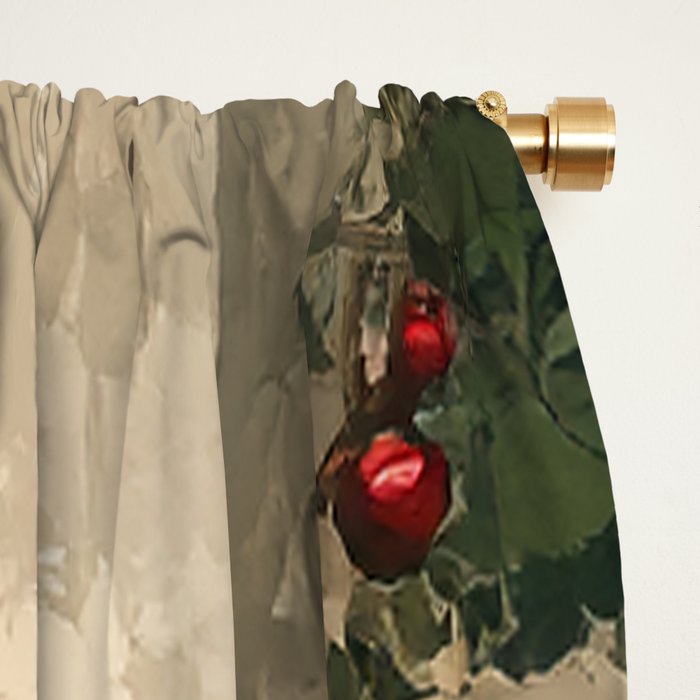 Rustic Holiday Courtyard Still Life Window Curtain Gallery Image 2