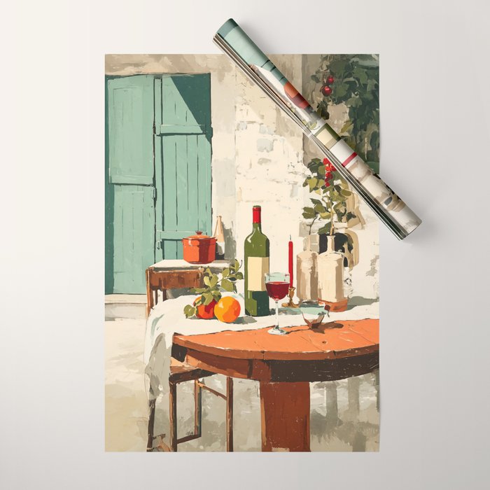 Rustic Holiday Courtyard Still Life Wrapping Paper Gallery Image 1