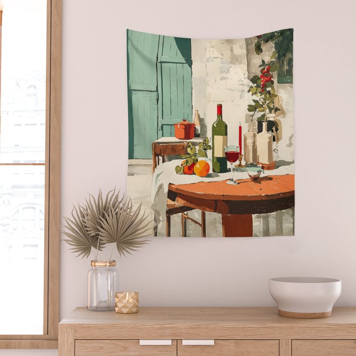 Rustic Holiday Courtyard Still Life Wall Tapestry Gallery Image 2