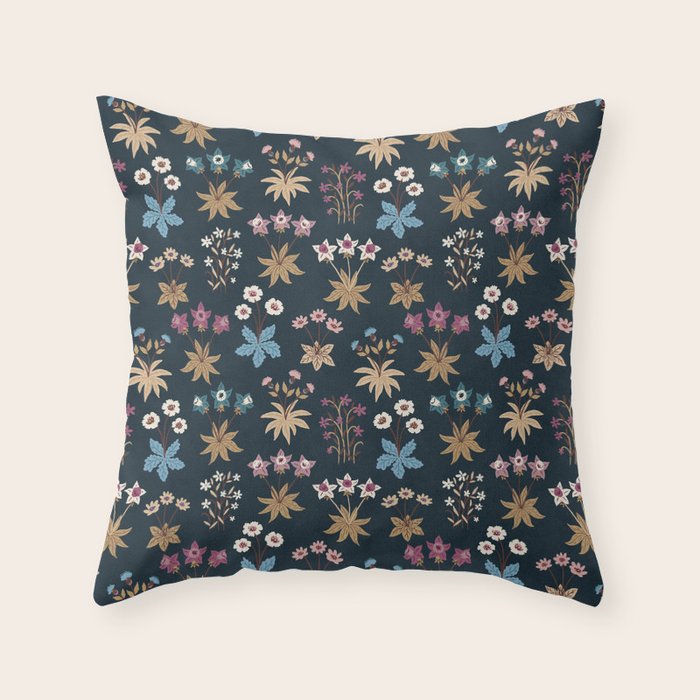 Romantic Botanica - Tapestry Bouquet in Navy Throw Pillow Gallery Image 6