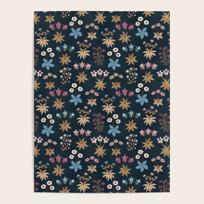 Romantic Botanica - Tapestry Bouquet in Navy Poster Gallery Image 4