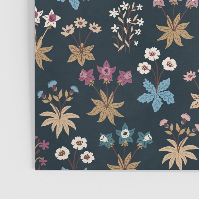 Romantic Botanica - Tapestry Bouquet in Navy Poster Gallery Image 3