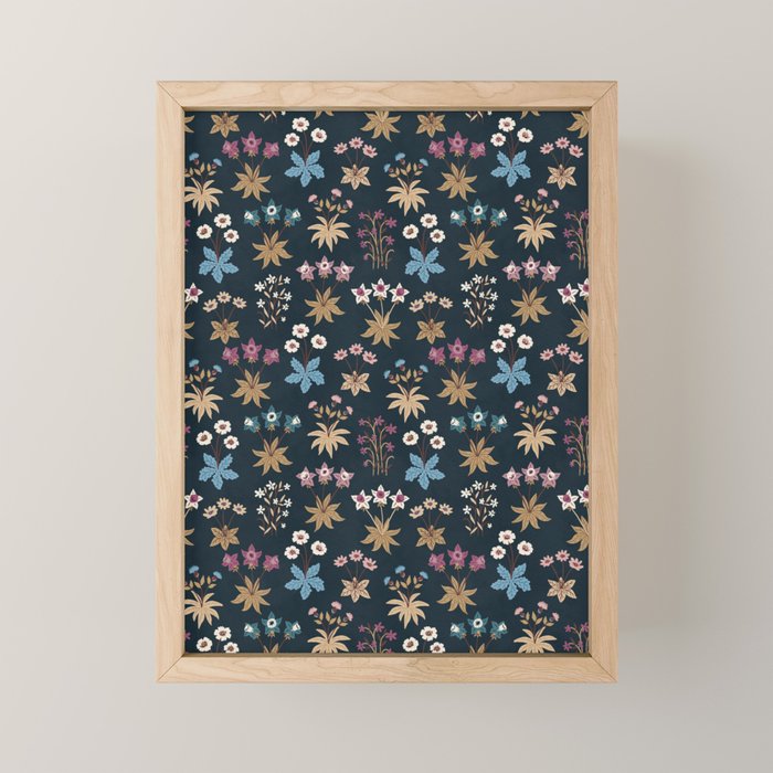 Romantic Botanica - Tapestry Bouquet in Navy Mini Art Print Gallery Image 1