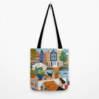 Woman on houseboat in Amsterdam Tote Bag Gallery Image 2