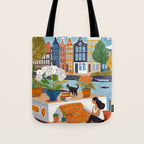 Woman on houseboat in Amsterdam Tote Bag Gallery Image 1
