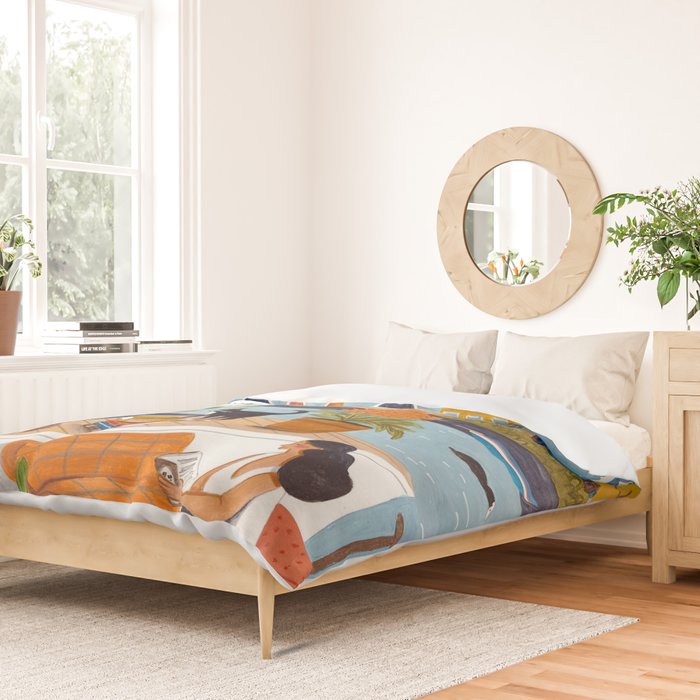 Woman on houseboat in Amsterdam Duvet Cover Gallery Image 2