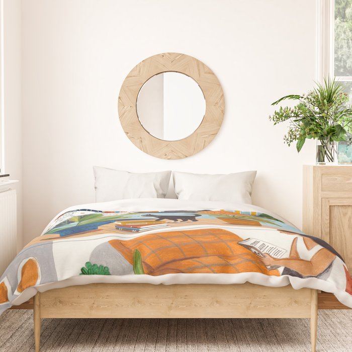 Woman on houseboat in Amsterdam Duvet Cover Gallery Image 3