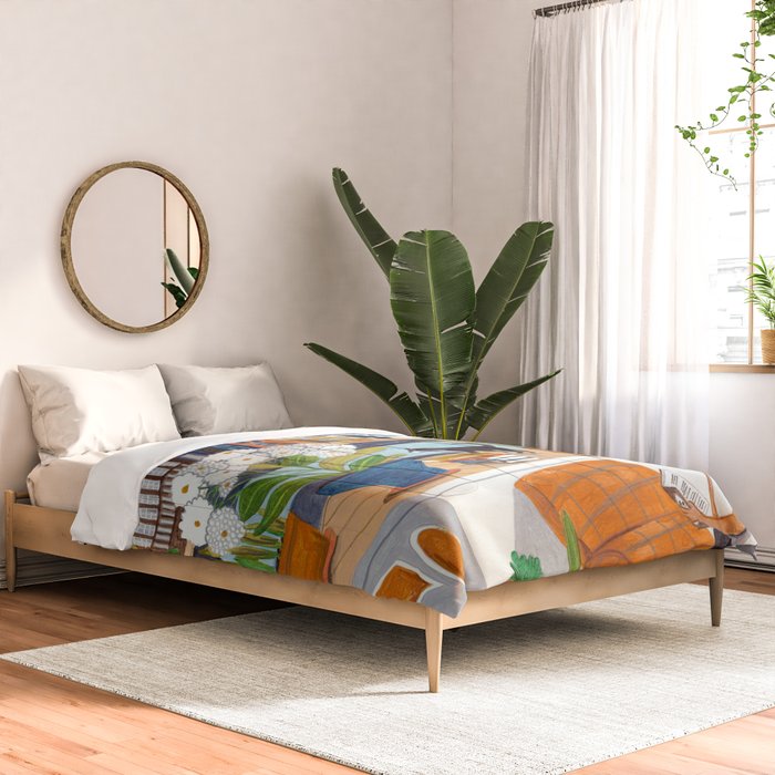 Woman on houseboat in Amsterdam Comforter Gallery Image 2