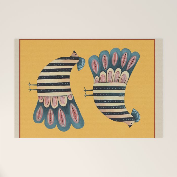 Striped Bird Pair II Welcome Mat Gallery Image 1