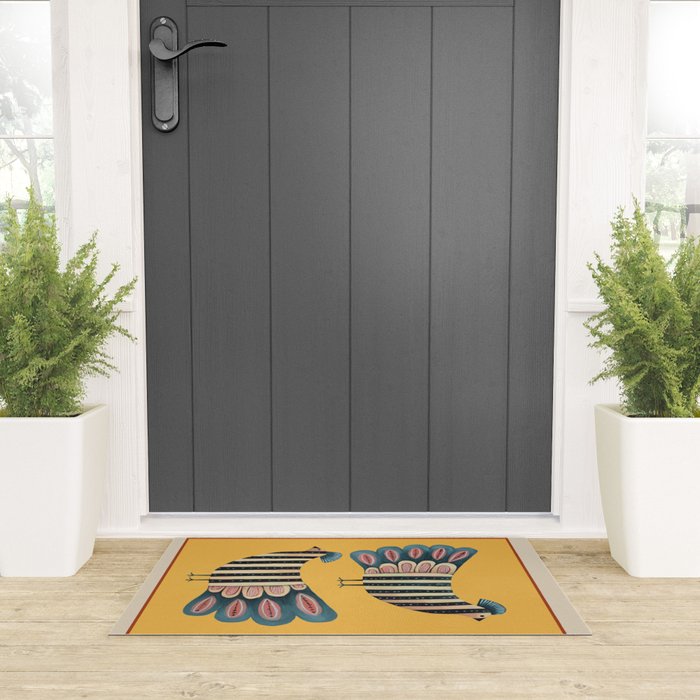 Striped Bird Pair II Welcome Mat Gallery Image 3