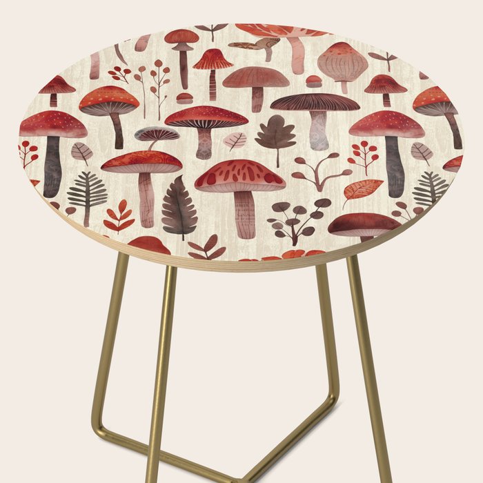 Cottagecore Mushroom Woodland Vintage Whimsy Red Side Table Gallery Image 2