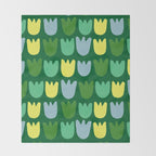 Rows of Tulips in Bloom in Sage & Chartreuse Throw Blanket Gallery Image 2