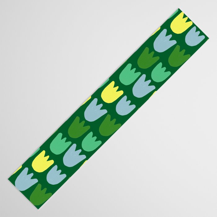 Rows of Tulips in Bloom in Sage & Chartreuse Table Runner Gallery Image 3