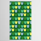 Rows of Tulips in Bloom in Sage & Chartreuse Tablecloth Gallery Image 2