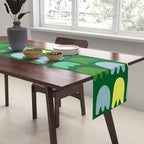 Rows of Tulips in Bloom in Sage & Chartreuse Table Runner Gallery Image 2