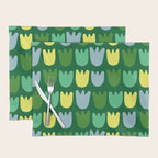 Rows of Tulips in Bloom in Sage & Chartreuse Placemat Gallery Image 1