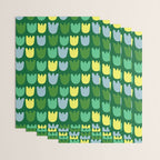 Rows of Tulips in Bloom in Sage & Chartreuse Wrapping Paper Gallery Image 3