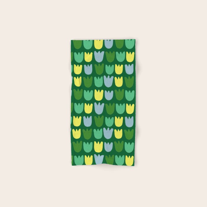 Rows of Tulips in Bloom in Sage & Chartreuse Bath Towel Gallery Image 1