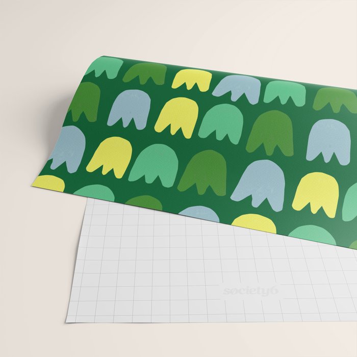 Rows of Tulips in Bloom in Sage & Chartreuse Wrapping Paper Gallery Image 2