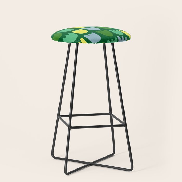 Rows of Tulips in Bloom in Sage & Chartreuse Stool Gallery Image 1