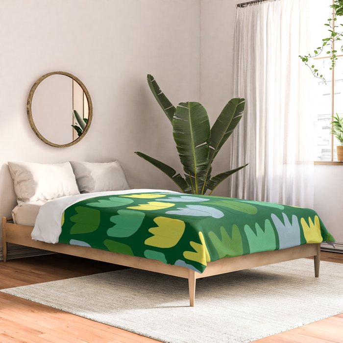 Rows of Tulips in Bloom in Sage & Chartreuse Comforter Gallery Image 2