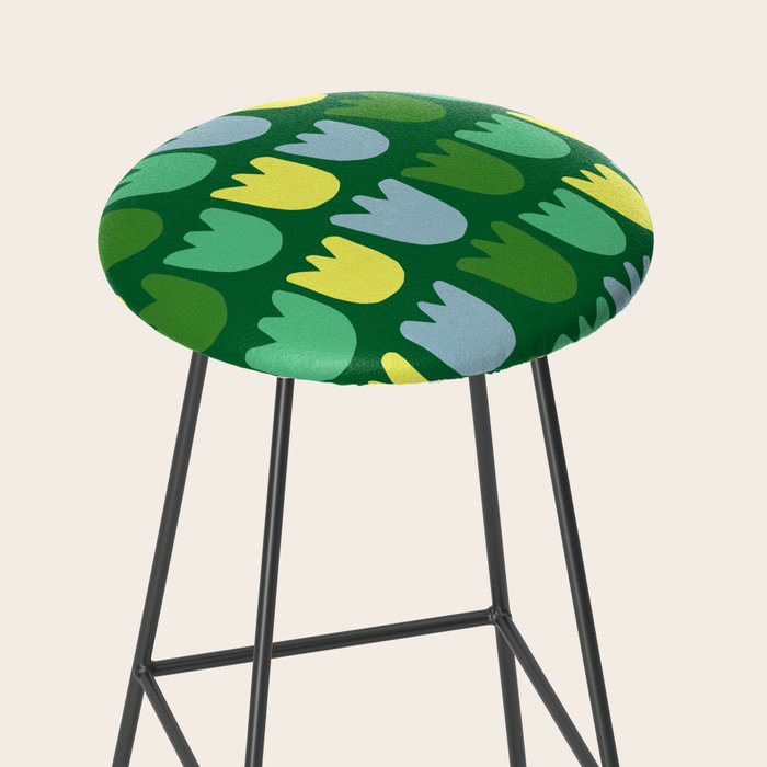 Rows of Tulips in Bloom in Sage & Chartreuse Stool Gallery Image 2