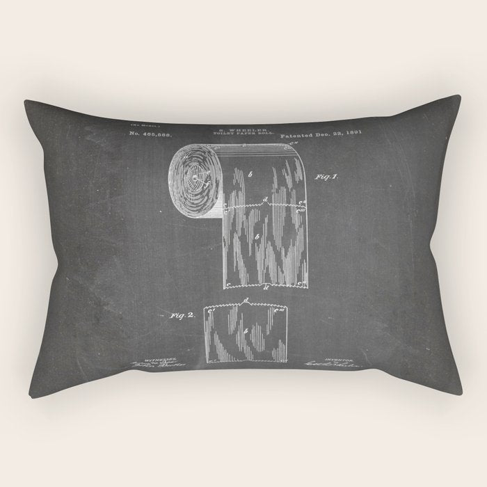 Toilet Paper Patent - Bathroom Art - Black Chalkboard Rectangular Pillow Gallery Image 2