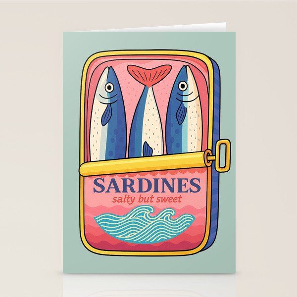 Tin of Love - Sardines in a Can with Heart Tail Stationery Card Gallery Image 1