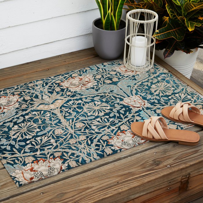 William Morris Honeysuckle pattern 1876 Outdoor Rug Gallery Image 2